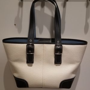 Coach bucket bag white woven tote